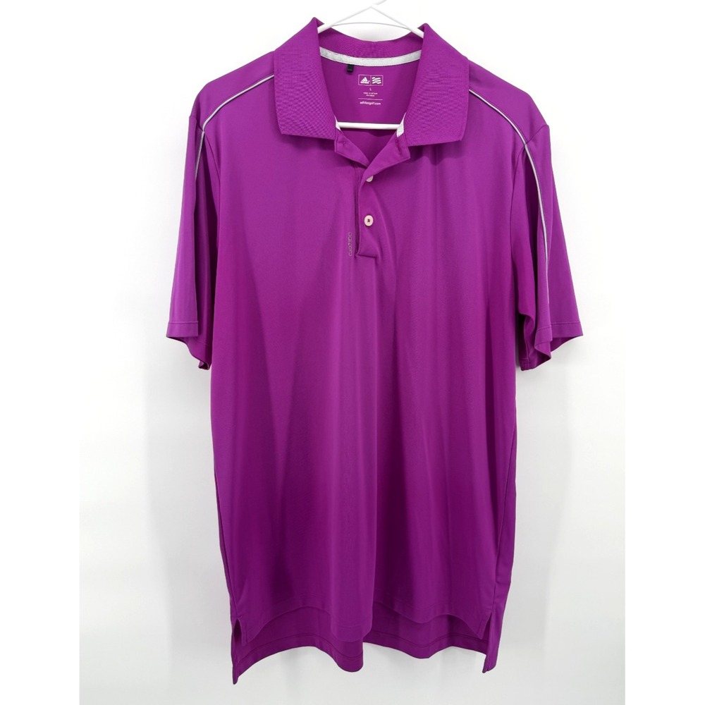 Adidas Adizero Golf Purple Polo Performance Short Sleeve Logo Country Club Men L